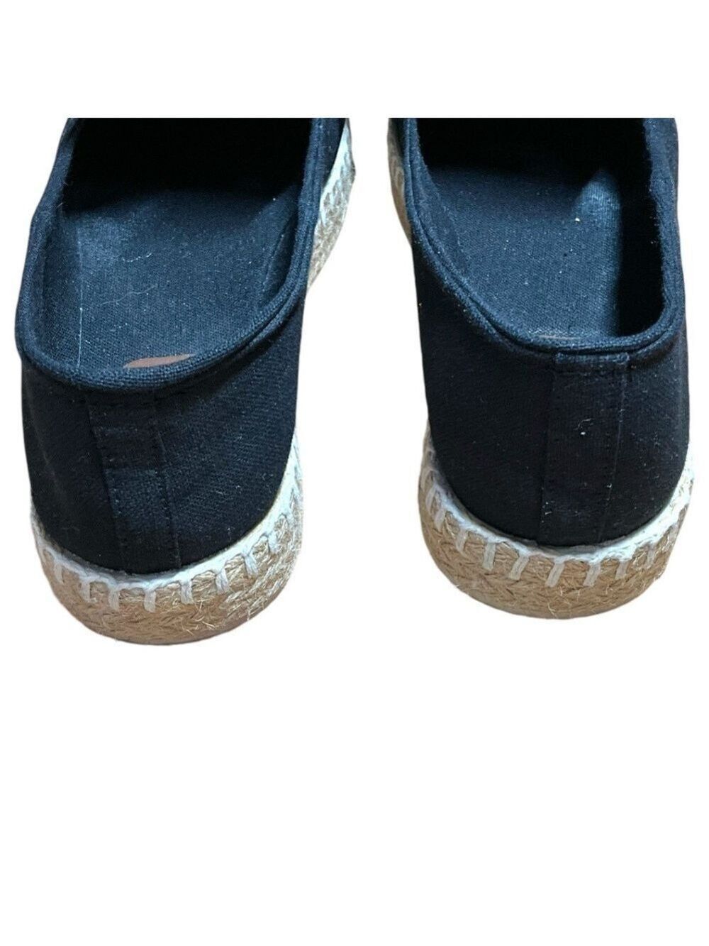 DVA Black 100% Cotton Upper Espadrille Loafers w/ Grosgrain Ribbon Accent Sz 9 - Picture 6 of 9